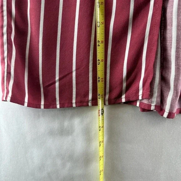 Trixx Dress Size XL A-Line Midi Striped Faux Button Front String Back Rayon Red - Picture 11 of 11